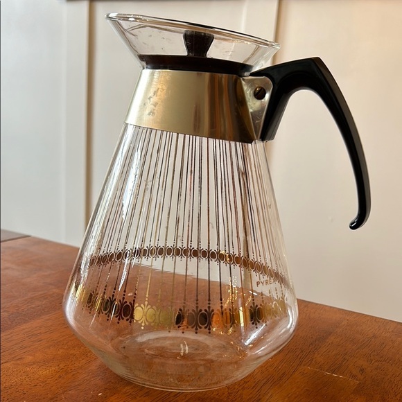 Pyrex Gold and Black Glass Coffee Carafe - Picture 1 of 5
